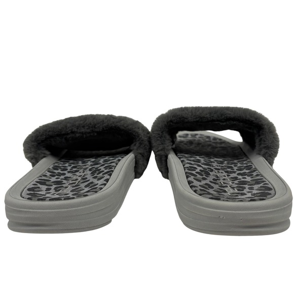 Hey Dude Fuzzy Slide Sandals Leopard Footbed Women's 12 Peggy Grey Cheetah - Picture 5 of 12